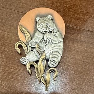 Vintage K&T Silver and Copper Panda Brooch